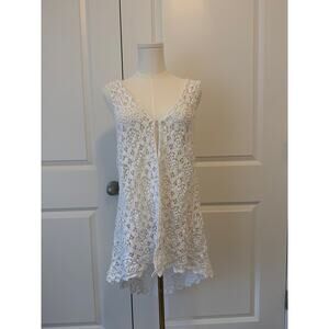 Gleamiss 100% Cotton White Lace Dress Fairy Angelcore Ethereal Coastal Grandma